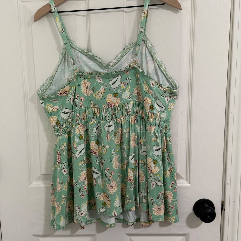 Torrid‎ Floral Babydoll Top Womens 2 Green Floral Super Soft Cottage Boho Fairy - Picture 3 of 12